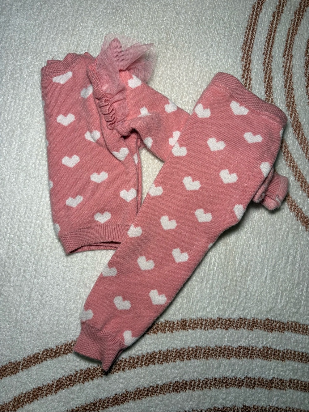 Pink Heart Knit Leggings Set